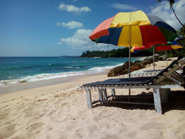 On the beach, scuba diving