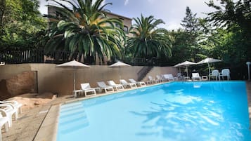 2 outdoor pools, pool umbrellas, pool loungers