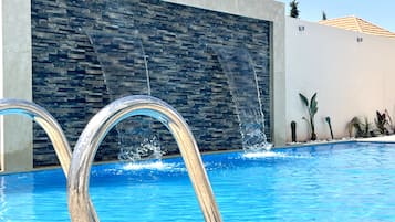 Outdoor pool, pool umbrellas