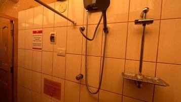 Shower, free toiletries, towels