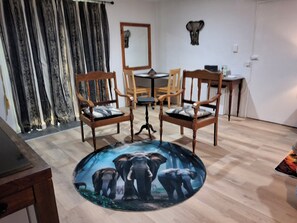 Signature Studio Suite, Fireplace, Garden Area (Elephants) | Living area | Flat-screen TV, DVD player - Te Popo Gardens Rural Retreat (Te Popo)