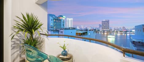 Premier Double Balcony Partial River View | City view