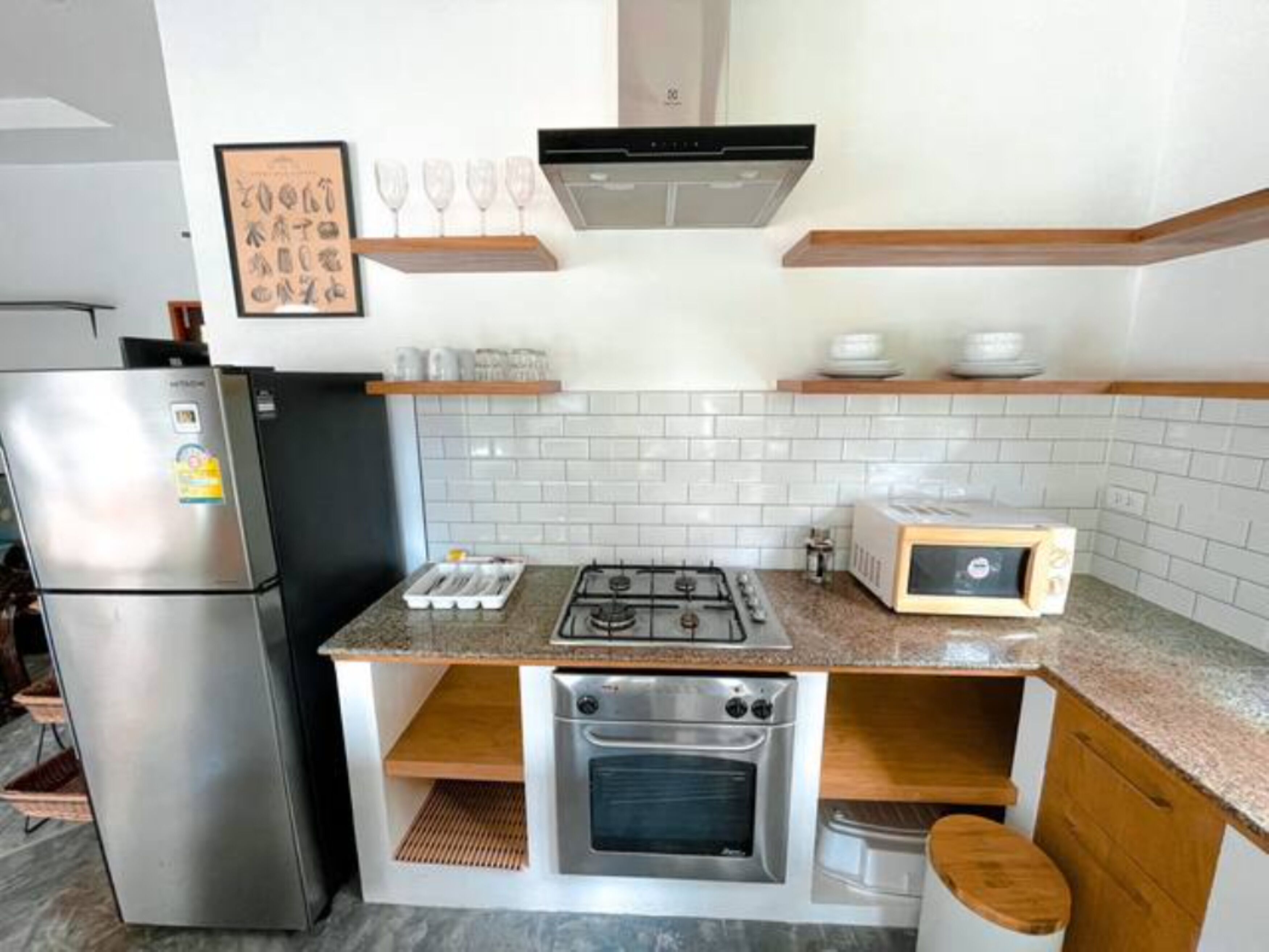 villa, 2 bedrooms, poolside | private kitchen | full-sized fridge, microwave, stovetop, coffee/tea maker