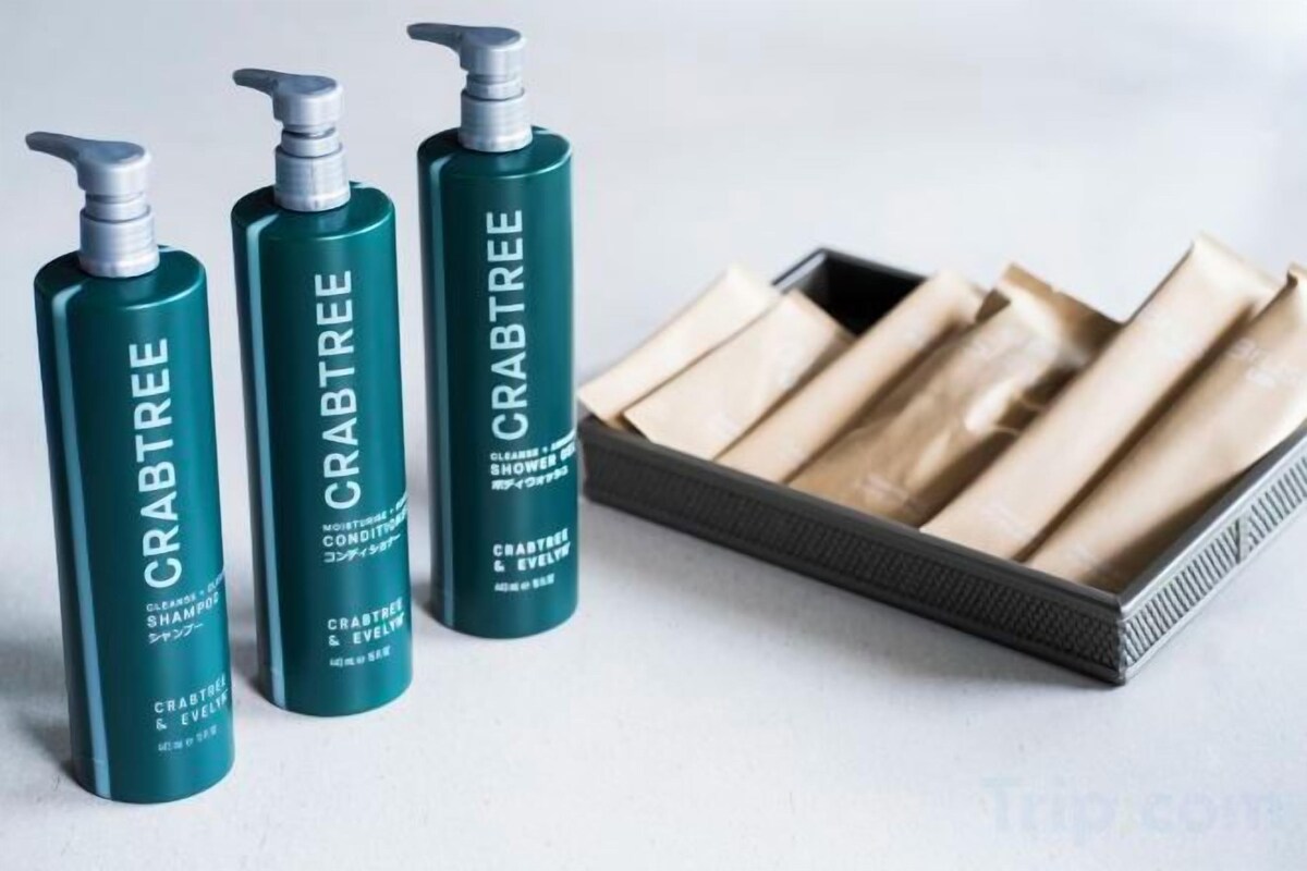 Combined shower/bathtub, deep-soaking bathtub, free toiletries