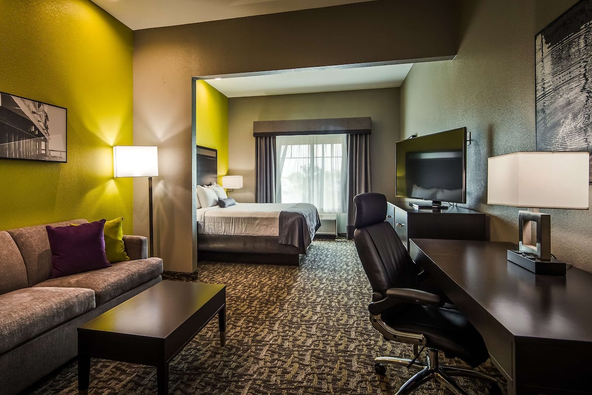 suite, 1 king bed, non smoking, refrigerator & microwave (with single sofabed) | desk, laptop workspace, iron/ironing board, wifi