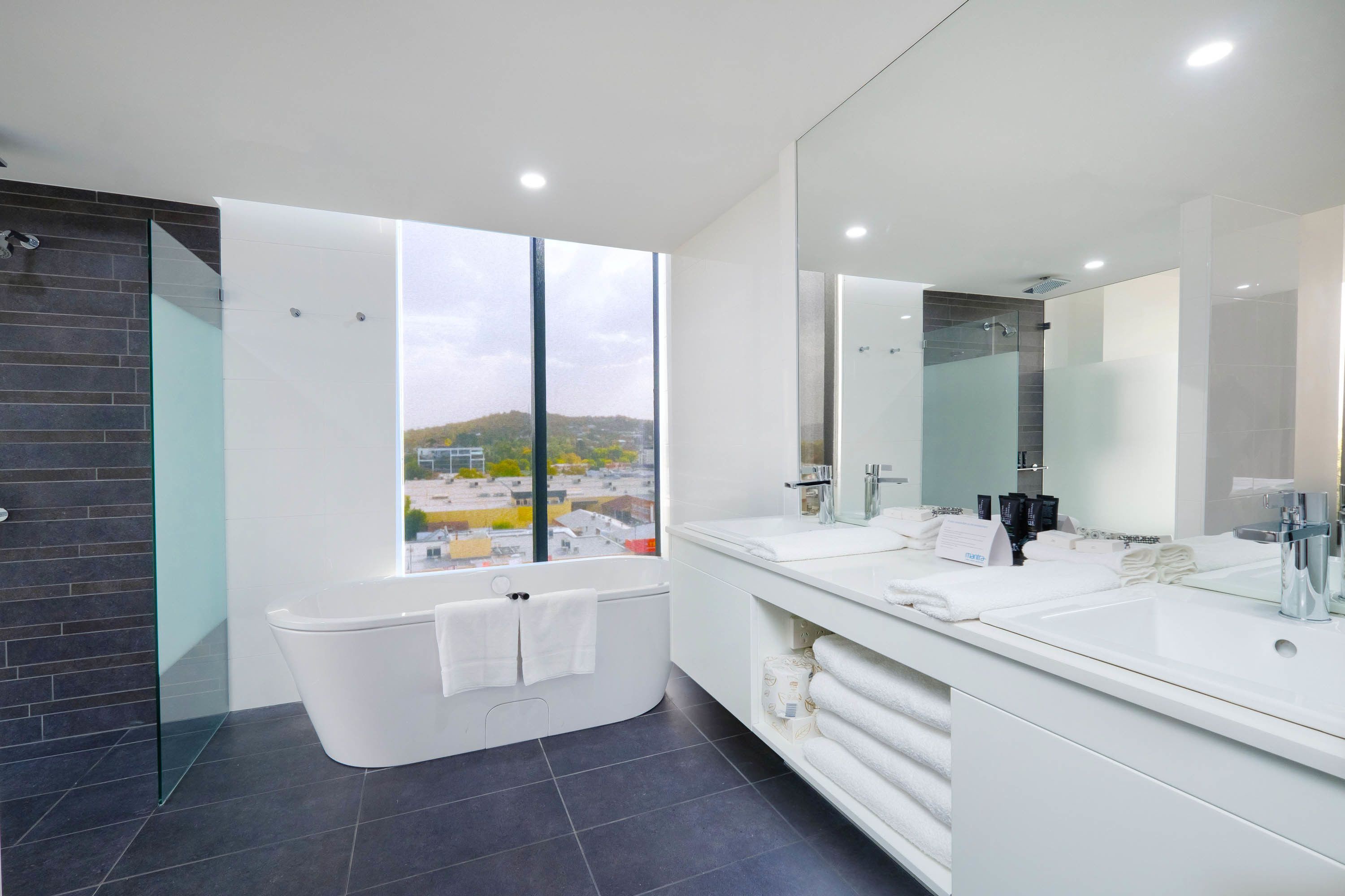 shower, eco-friendly toiletries, hair dryer, towels