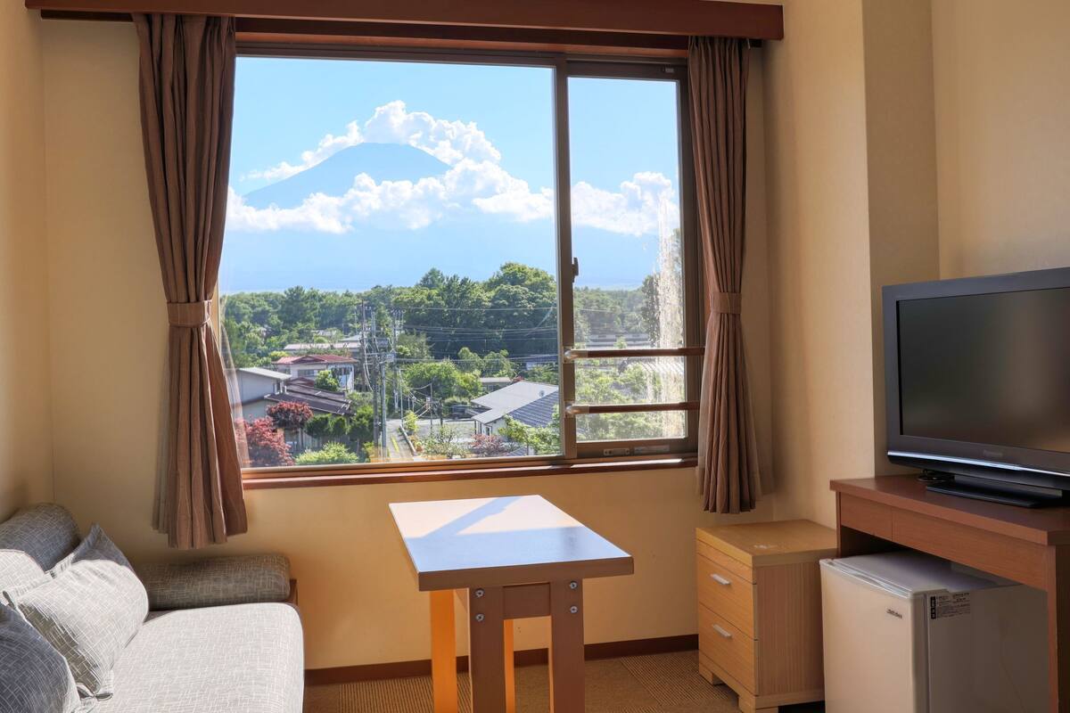 twin room with private bathroom, mt. fuji view, non smoking | hypo-allergenic bedding, down duvets, desk, laptop workspace
