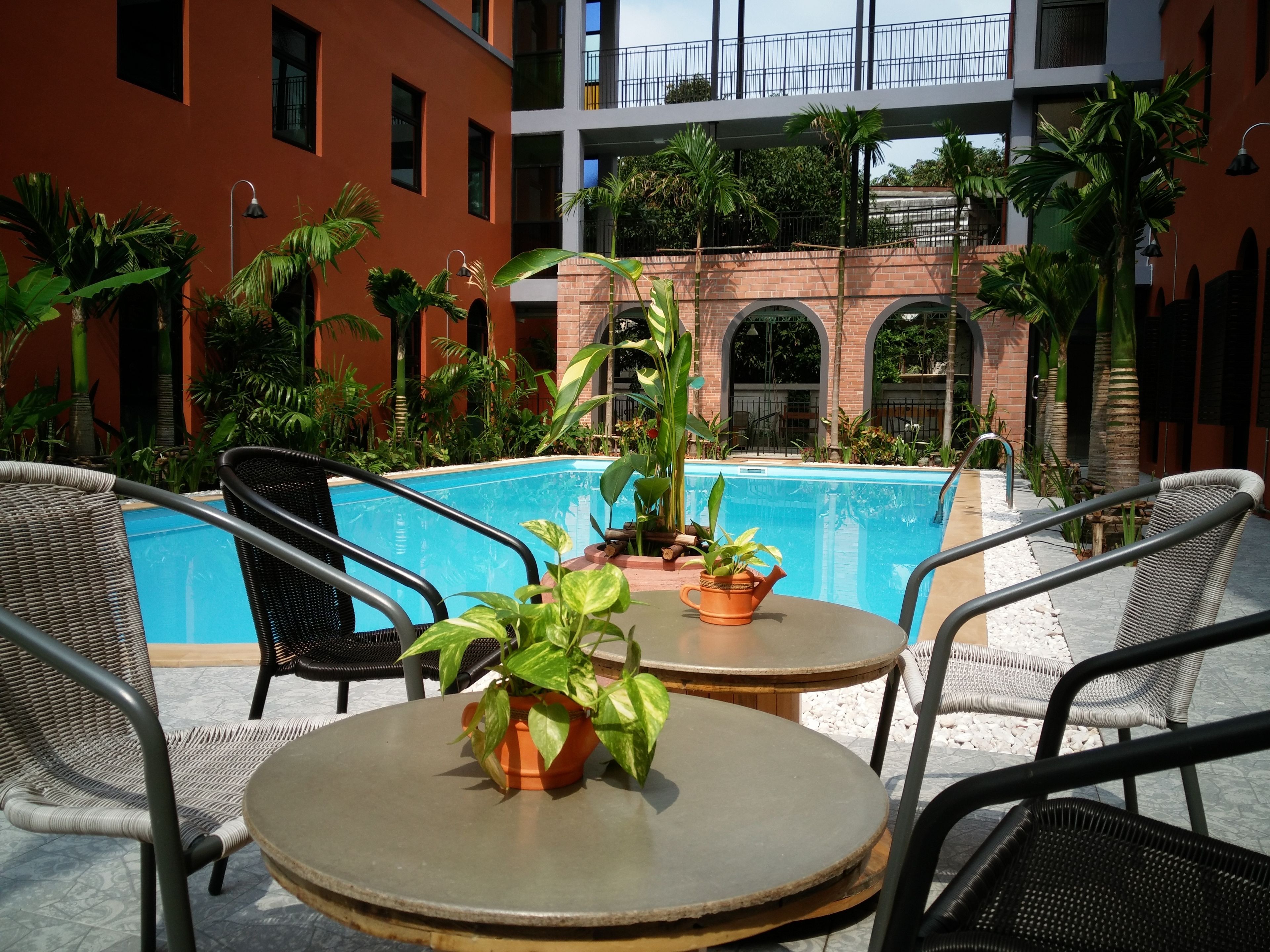 Outdoor pool, open 7 AM to 8 PM, sun loungers