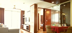 Deluxe Duplex, 2 Bedrooms, Pool View, Poolside | Living area | LCD TV - Henry Apt Expo Secc Goft SWPool F11th (Ho Chi Minh City)