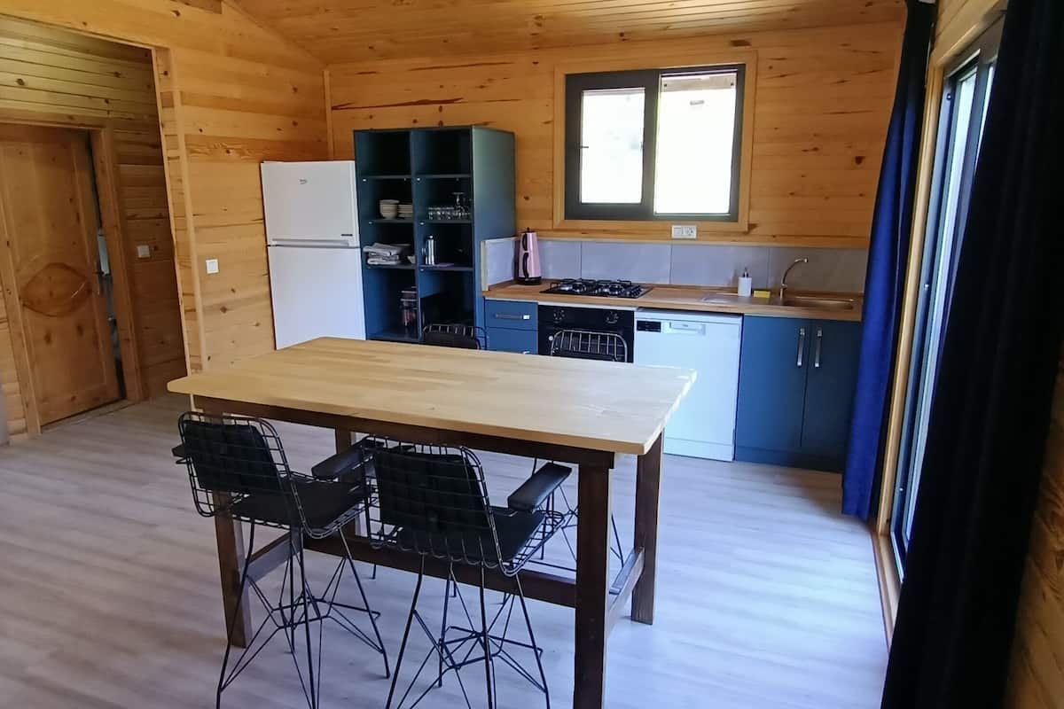 family chalet | private kitchen | stovetop, electric kettle, cookware/dishes/utensils, cleaning supplies