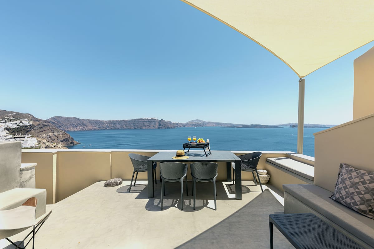 Villa Luxe, 3 chambres, bain Ă remous, vue mer (Caldera View) | Vue de la chambre