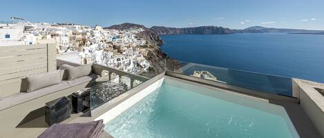 Panoramic Villa, 1 Bedroom, Hot Tub, Sea View (Top Caldera) | Private spa tub