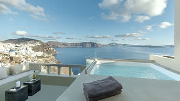 Villa panorámica, 1 habitación, hidromasaje, vista al mar (Top Caldera) | Tina de hidromasaje