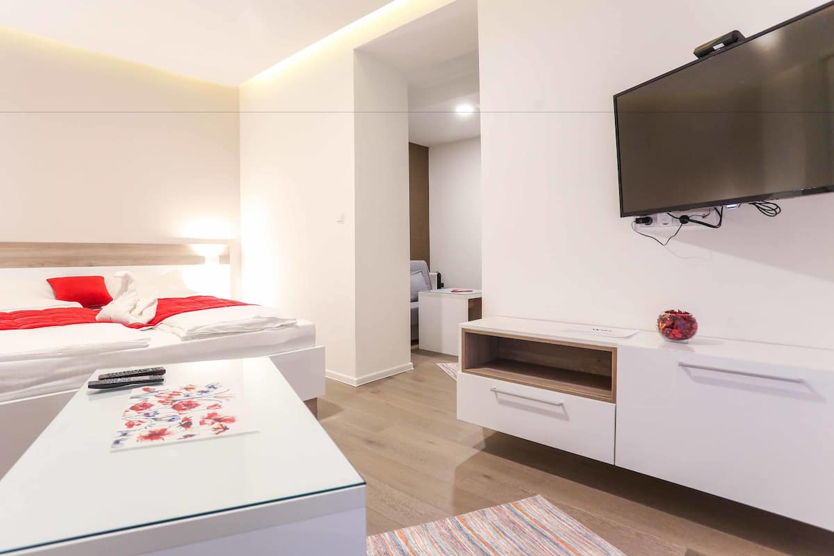 Suite monolocale Comfort (3) | Bagno | Doccia, set di cortesia gratuito, asciugacapelli, asciugamani