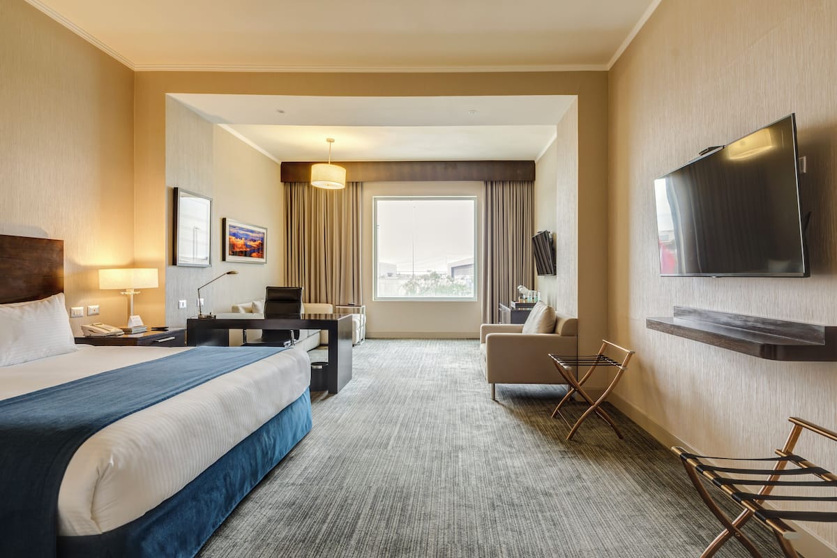 family room, 1 king bed, non smoking (deluxe) | frette italian sheets, premium bedding, pillow-top beds, minibar