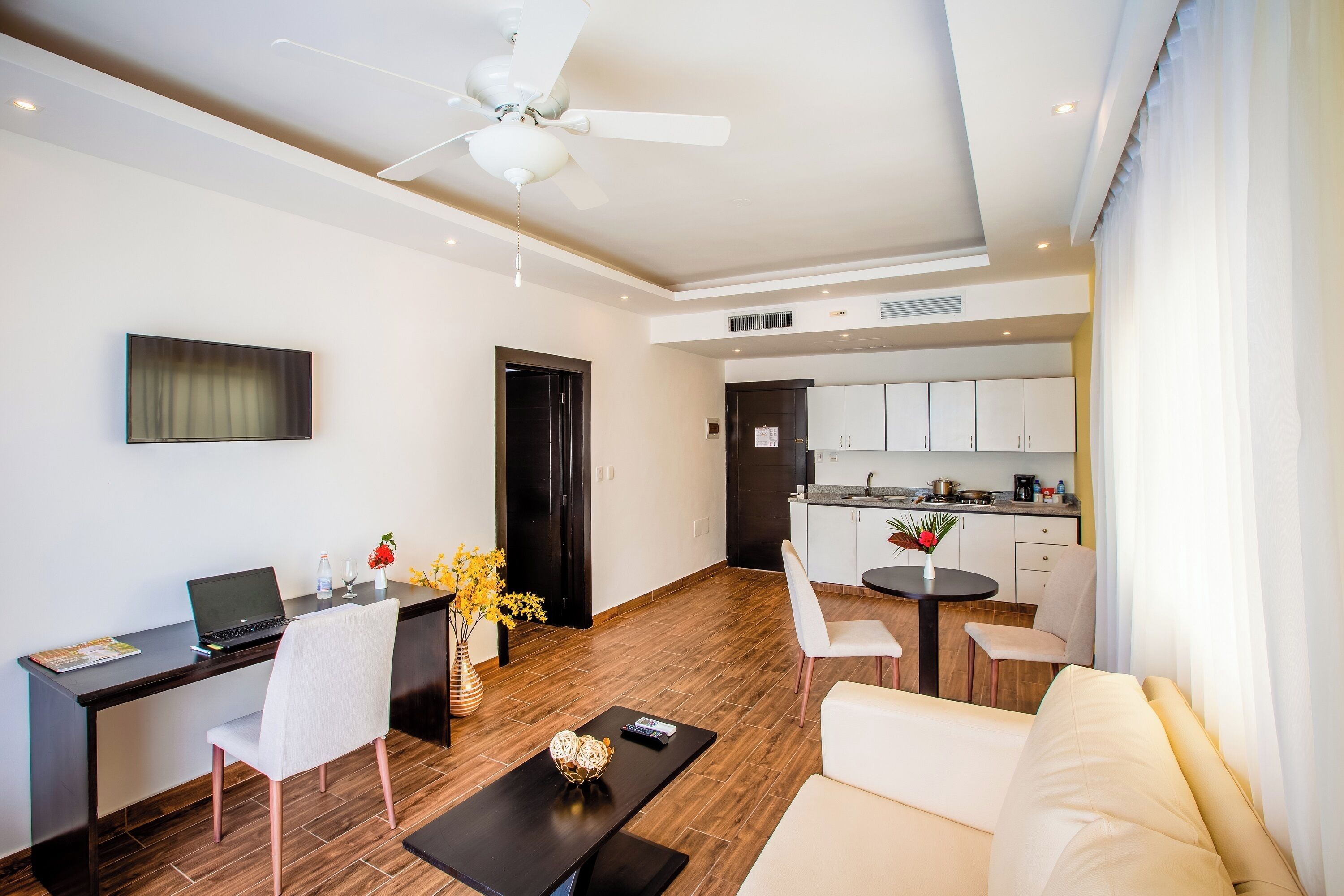 apartment with pool view | in-room safe, desk, soundproofing, free cots/infant beds