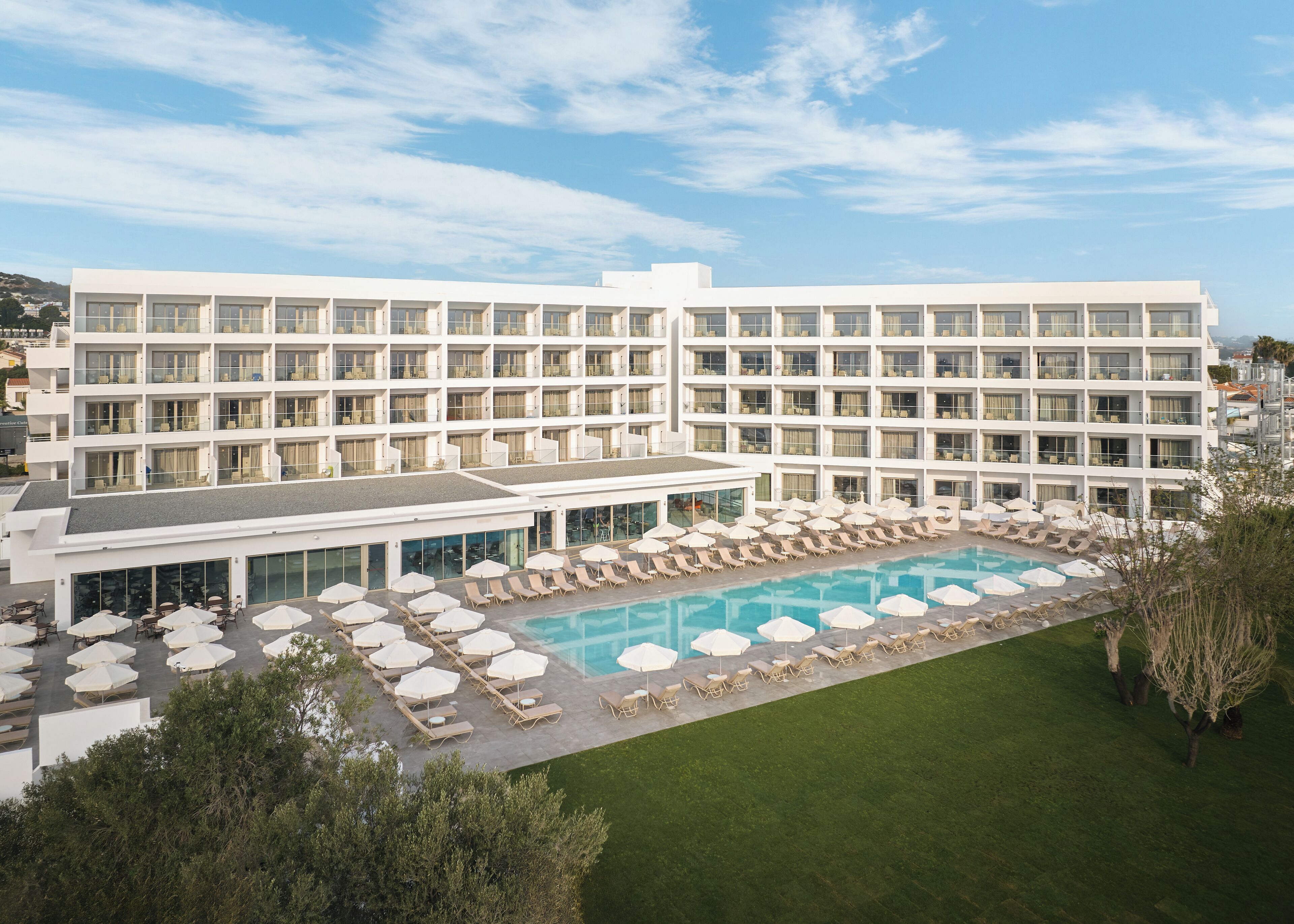 Indoor pool, outdoor pool, pool umbrellas, sun loungers