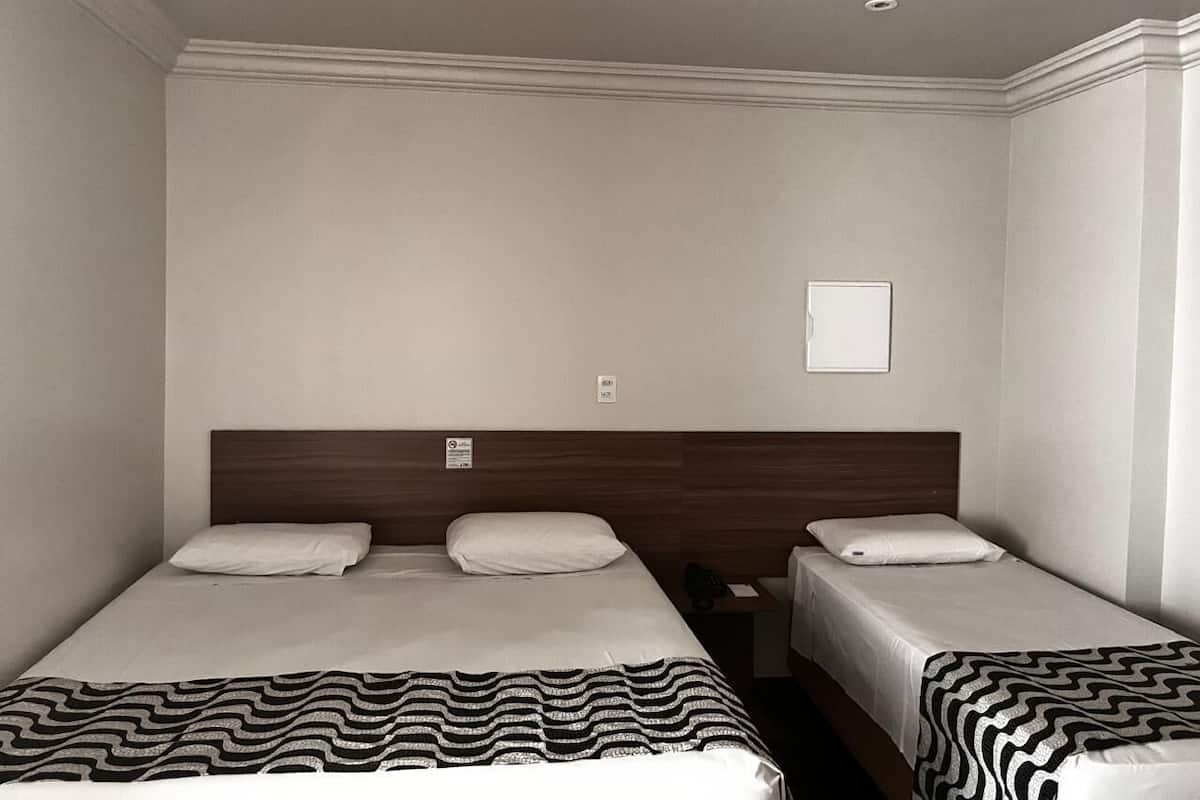 Economy Triple Room | Minibar, in-room safe, desk, laptop workspace