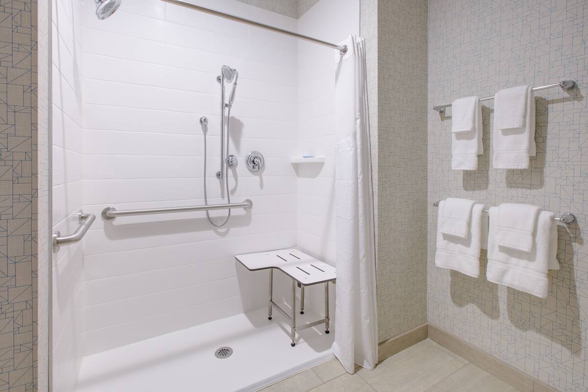 free toiletries, hair dryer, towels