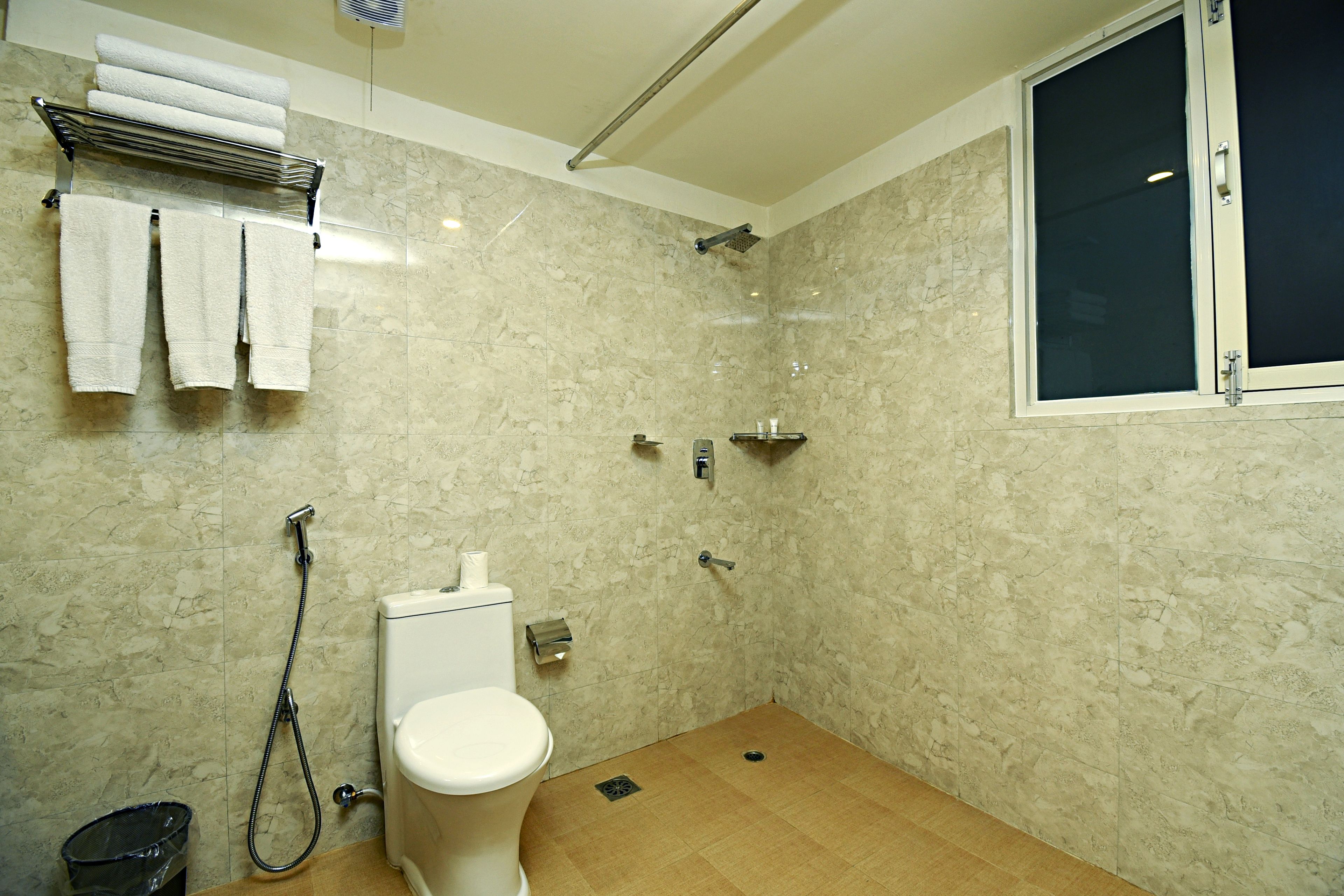 shower, free toiletries, hair dryer, slippers