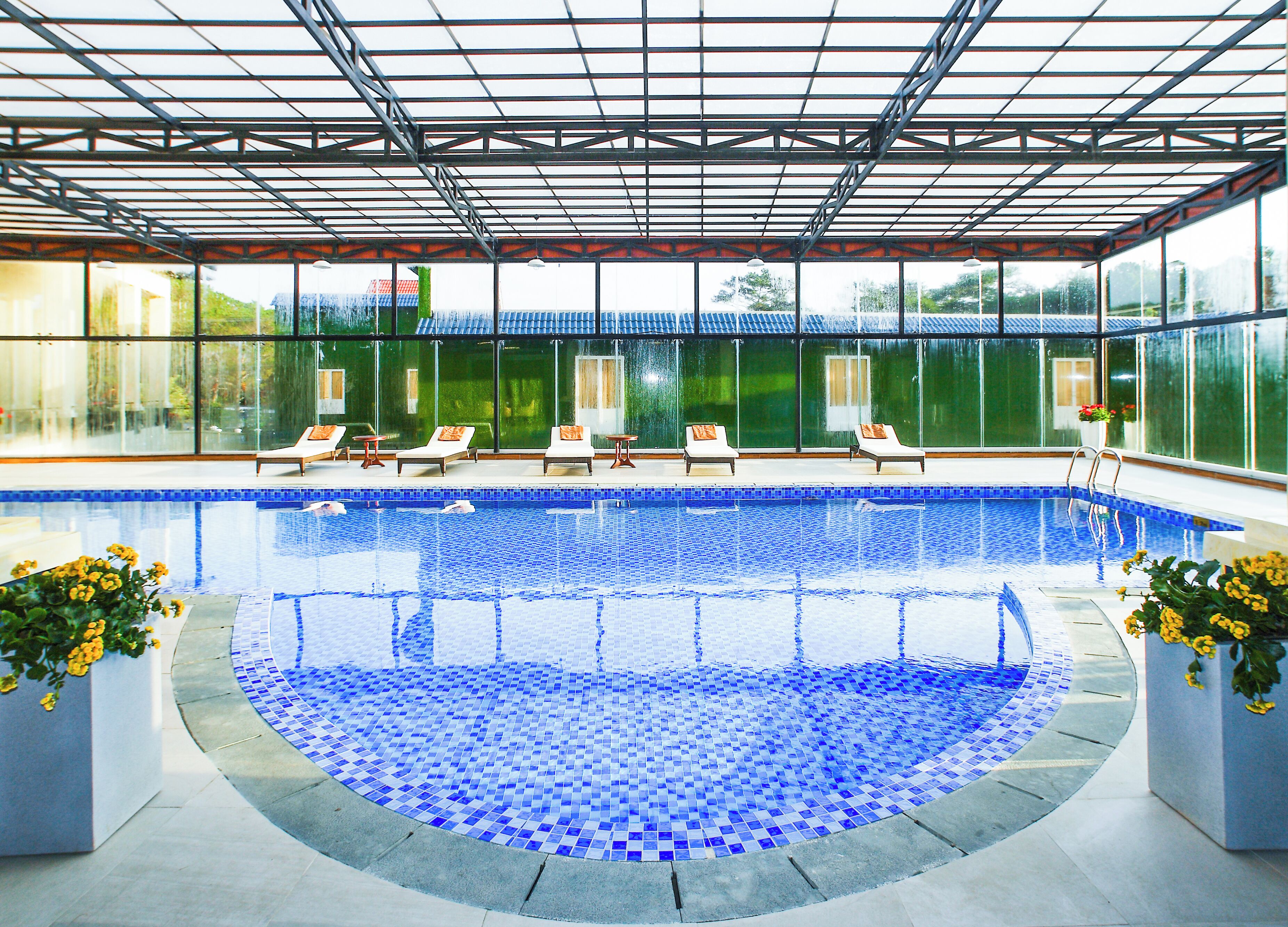 Indoor pool, open 6:00 AM to 8:00 PM, sun loungers