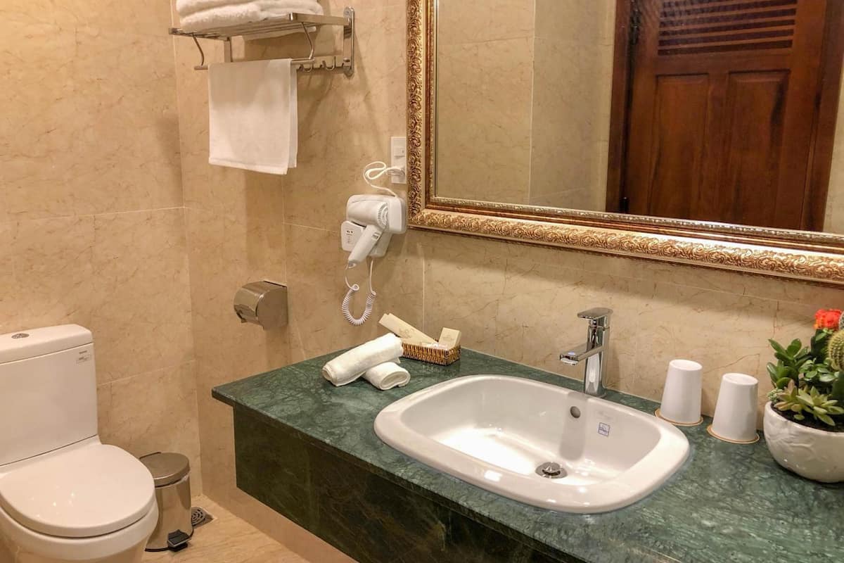 shower, free toiletries, hair dryer, slippers