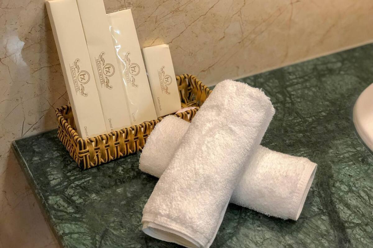 shower, free toiletries, hair dryer, slippers