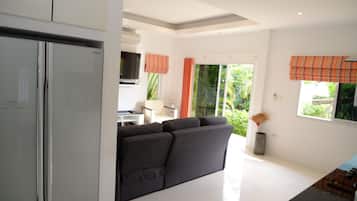 Villa, 2 Bedrooms, Pool View, Poolside | Living area | Flat-screen TV