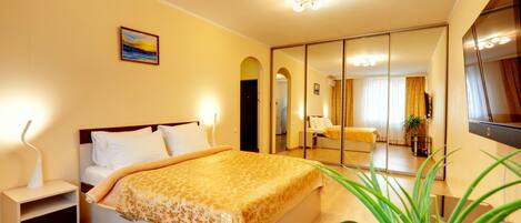 Elite Apartment, 1 Bedroom, Kitchen (Anny Akhmatovoi St 30) | 1 bedroom, premium bedding, pillowtop beds, soundproofing