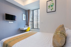 In-room safe, desk, laptop workspace, iron/ironing board