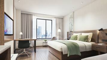 Desk, free WiFi, bed sheets