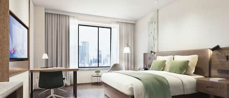 Desk, free WiFi, bed sheets