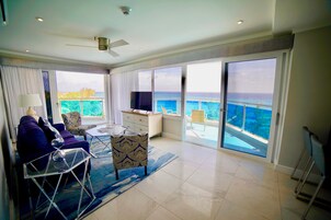 Grand Suite, 2 Bedrooms, Oceanfront | Premium bedding, in-room safe, desk, laptop workspace