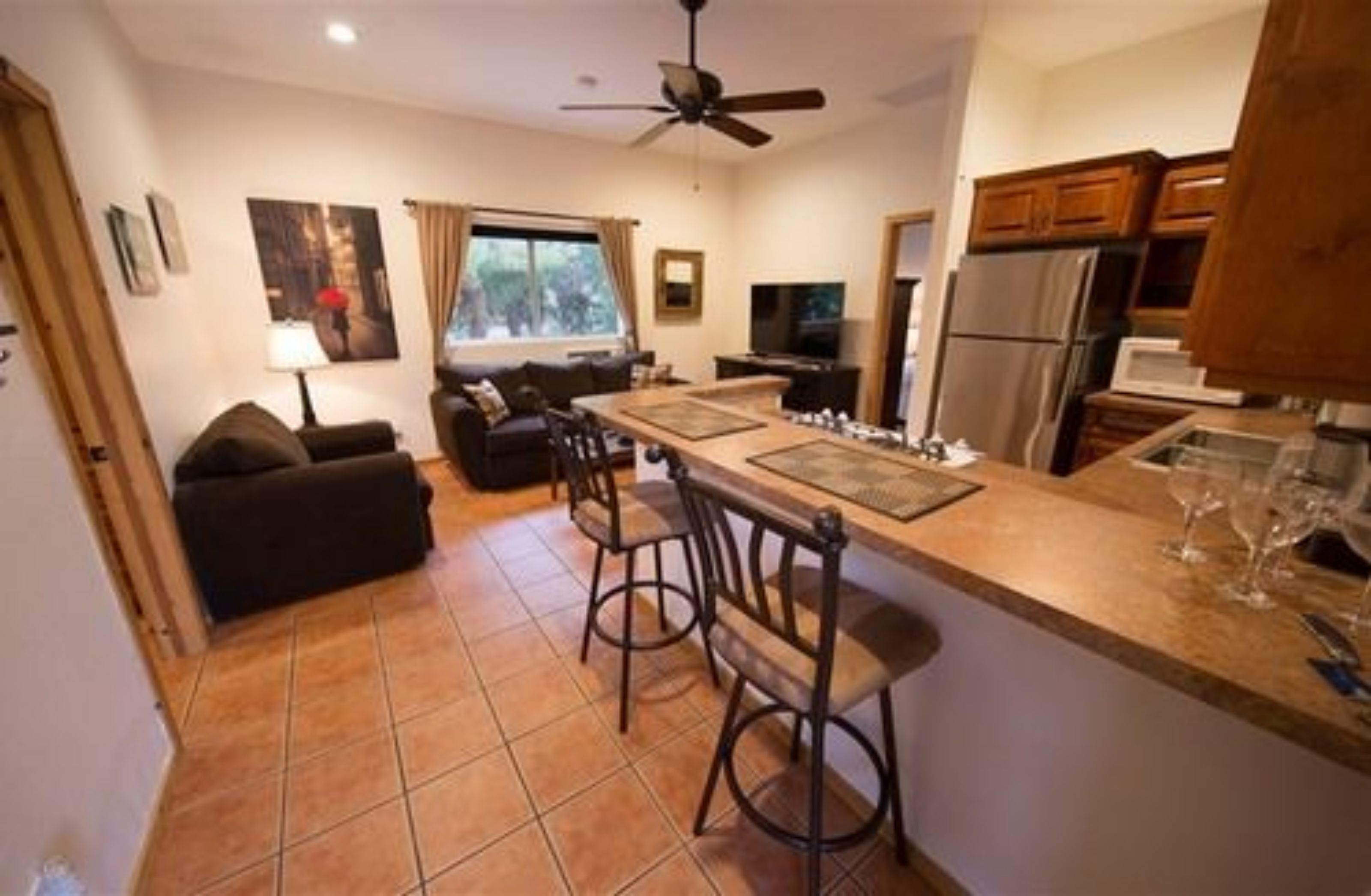 Guest House, 1 Queen Bed, Kitchen | Living room | TV