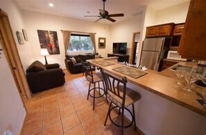 Guest House, 1 Queen Bed, Kitchen | Living room | TV