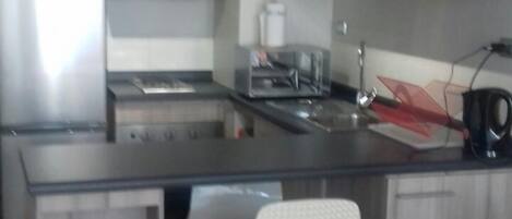 Appartement, 1 slaapkamer | Privékeuken | Een koelkast/vriezer, een magnetron, een kookplaat