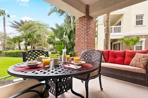 Outdoor dining - Sandy Ridge Oasis | Ground Floor Condo | Reunion Membership (Kissimmee)