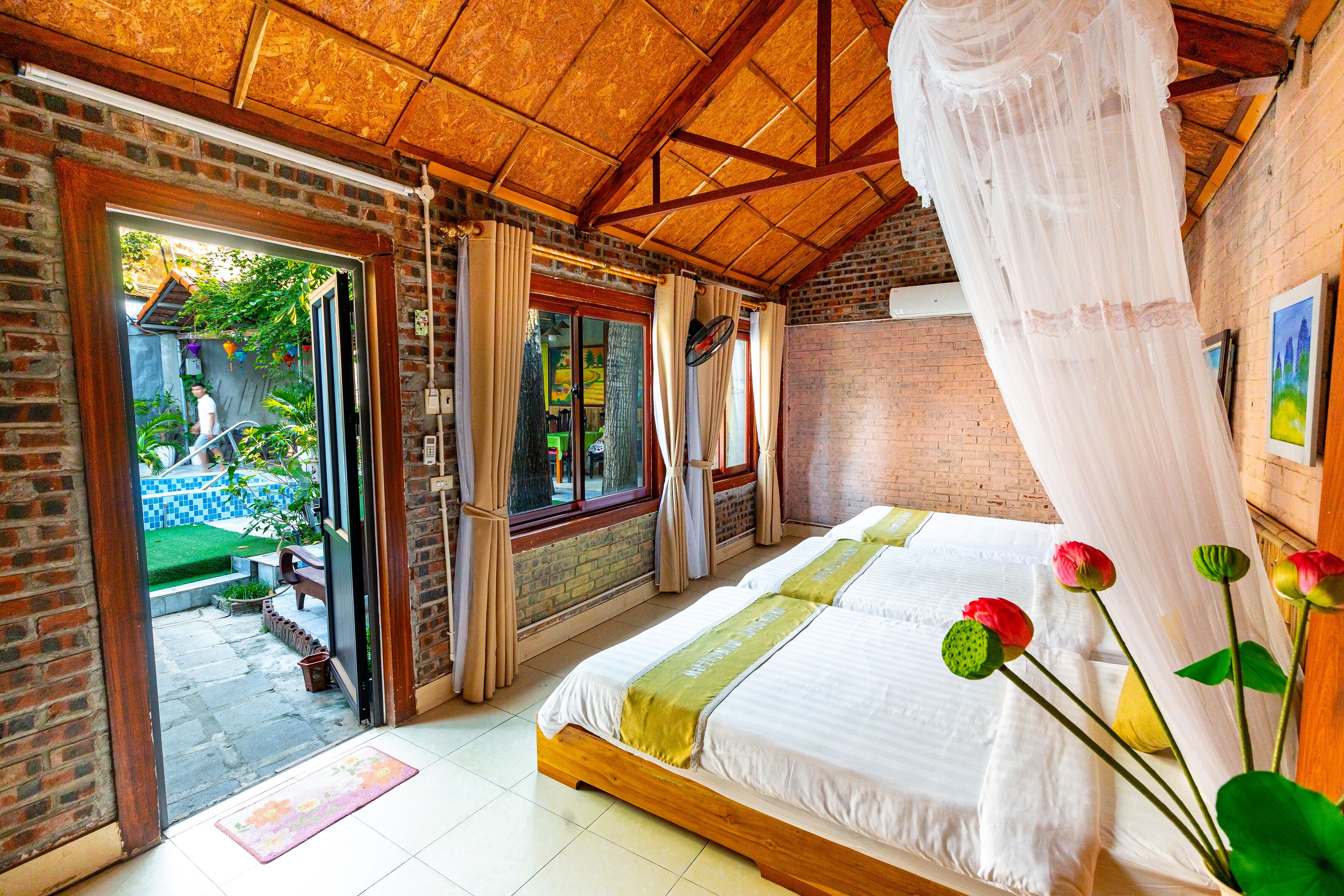 Comfort-Dreibettzimmer, 1 Schlafzimmer, Gartenblick