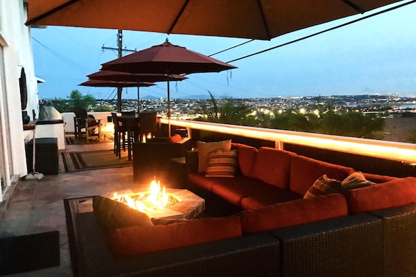 Large Entertaining Deck with Fire pit and Viking BBQ