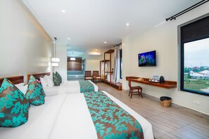 Premier Deluxe Family Room | Egyptian cotton sheets, premium bedding, Select Comfort beds - Bayon Modern Residence (Siem Reap)