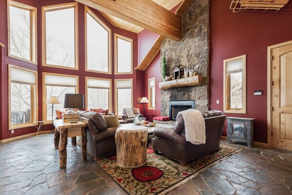 TV, fireplace, table football