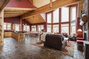 TV, fireplace, table football