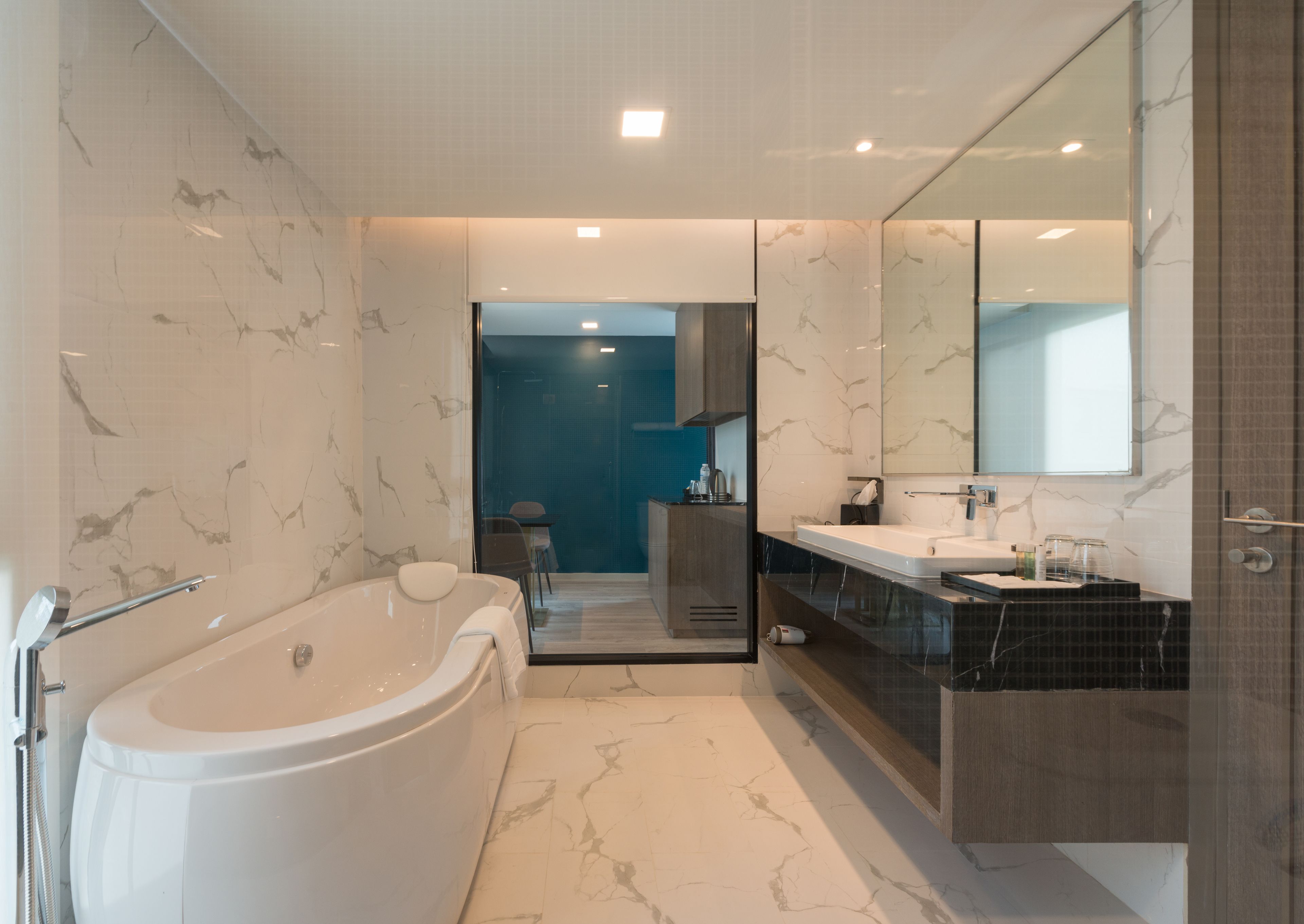 free toiletries, hair dryer, bathrobes, slippers