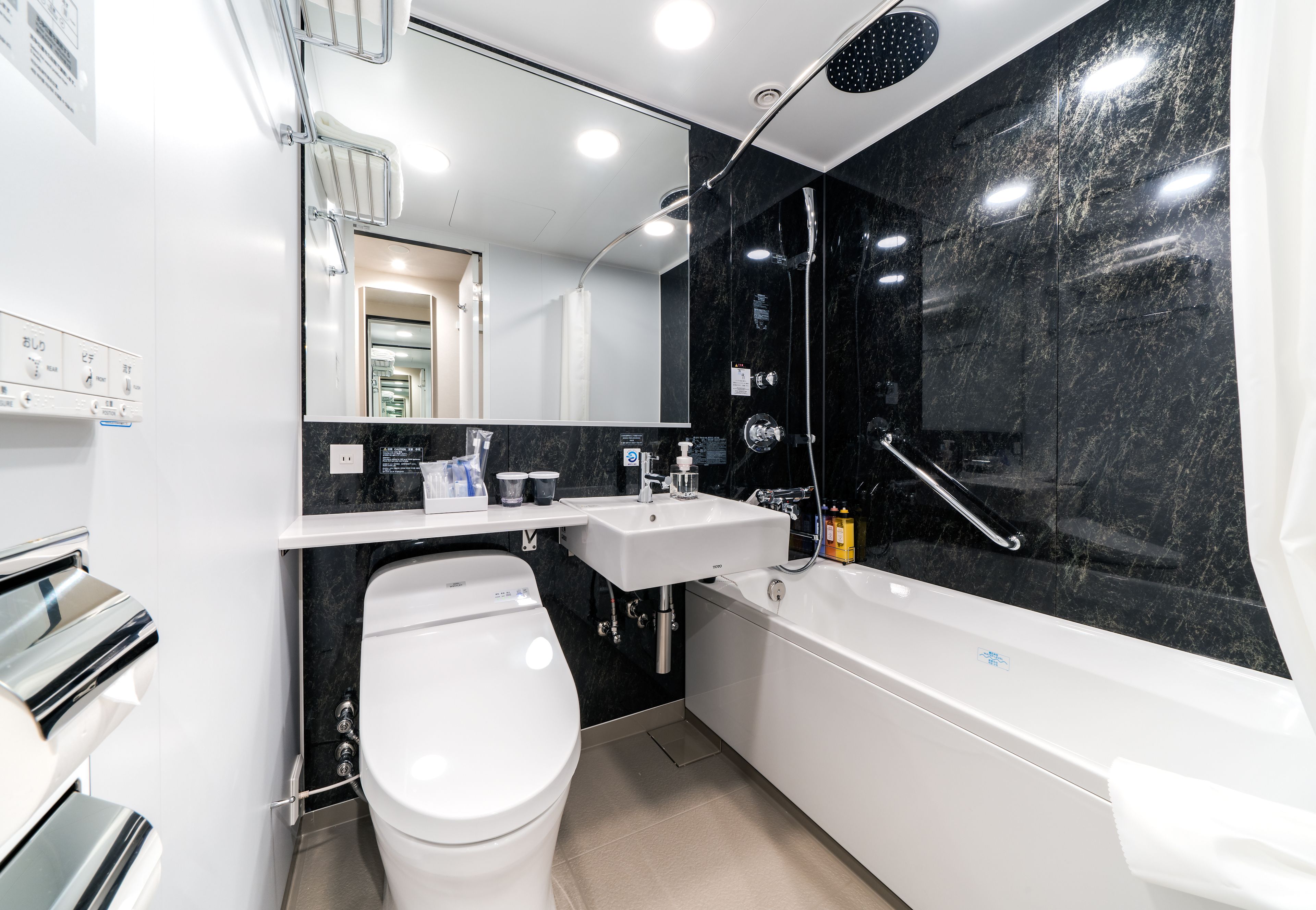 free toiletries, hair dryer, bidet, towels