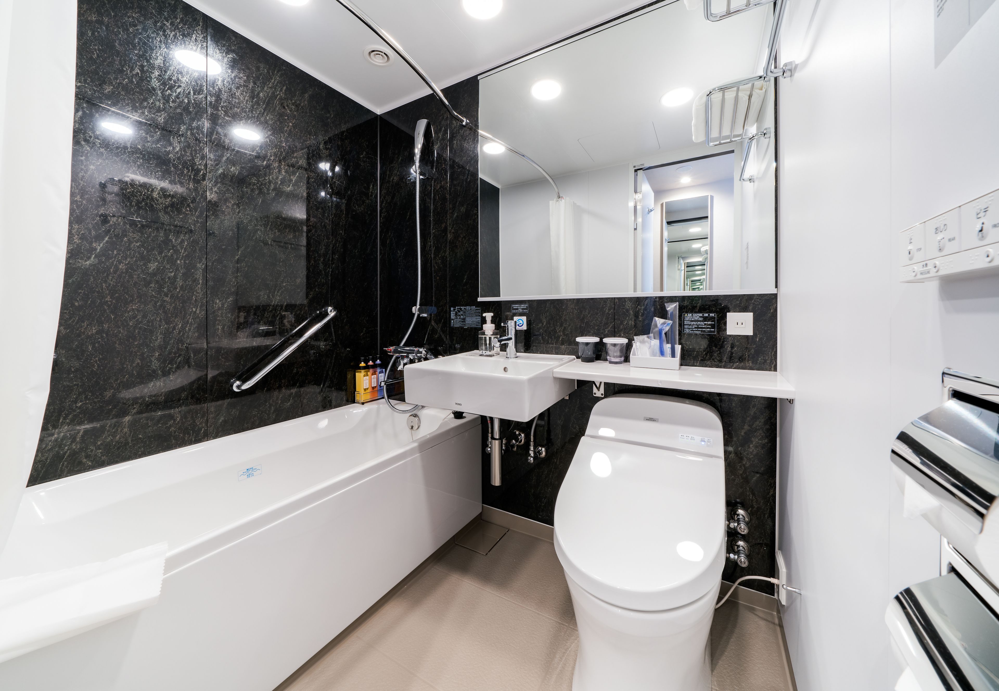 free toiletries, hair dryer, bidet, towels