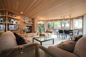 Fernseher, Kamin, DVD-Player