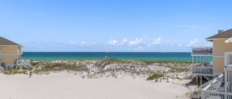 On the beach, beach umbrellas