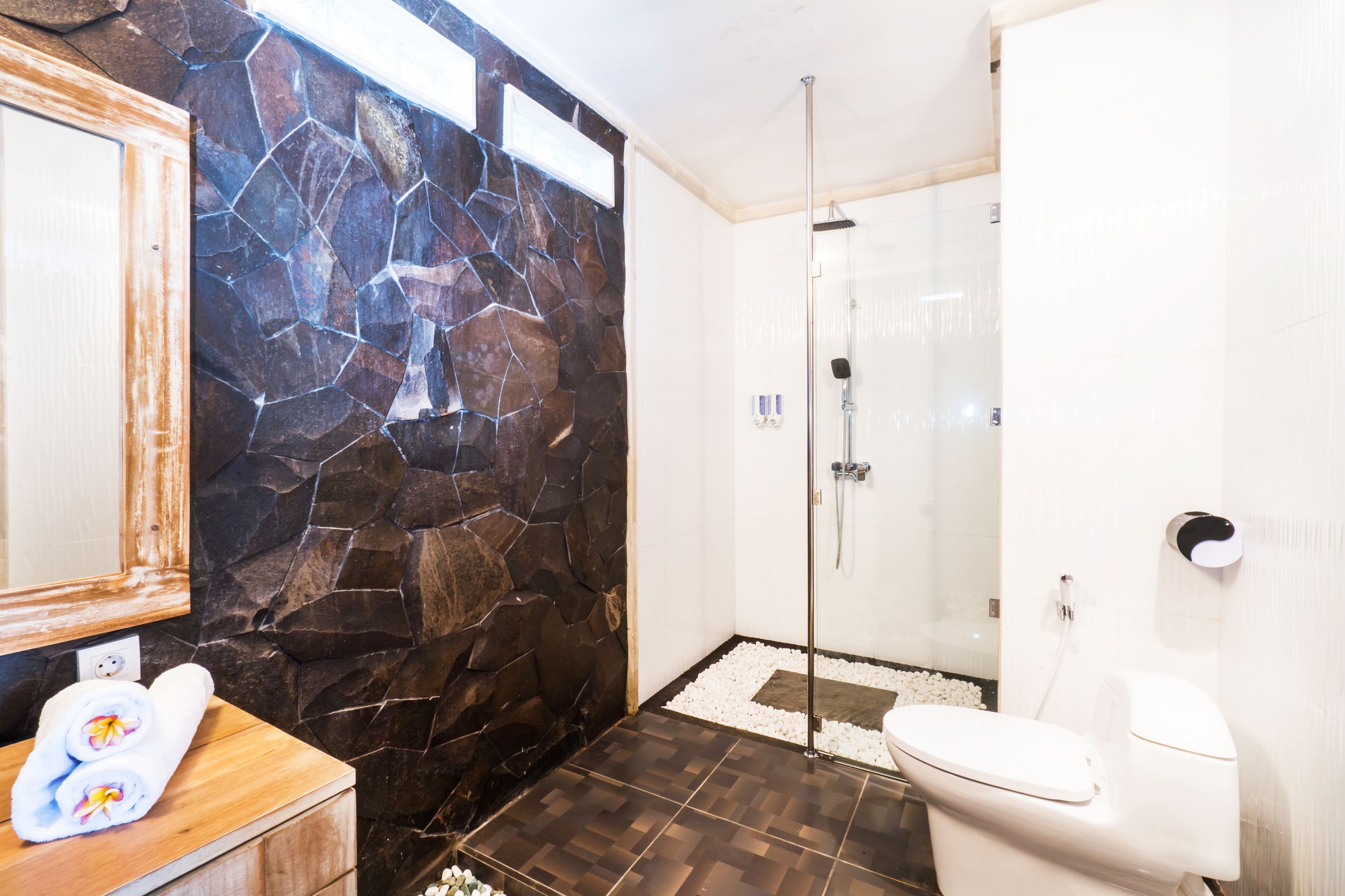 superior twin room | bathroom | shower, free toiletries, towels, soap