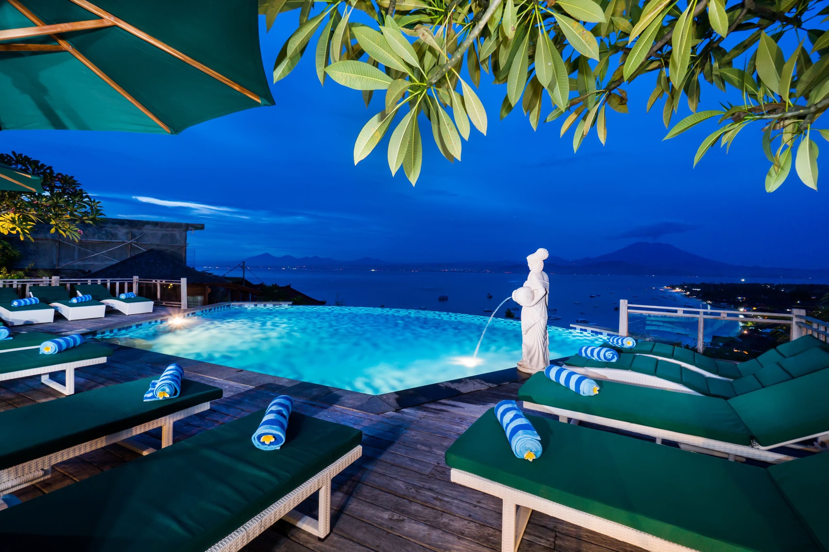 Outdoor pool, pool loungers