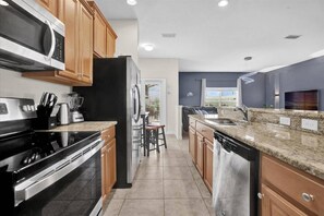 Microwave, dishwasher, high chair